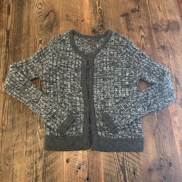 Fenn Wright Manson Cardigan Sweater Wool Marled Gray Open Front Size Medium - Picture 5 of 7
